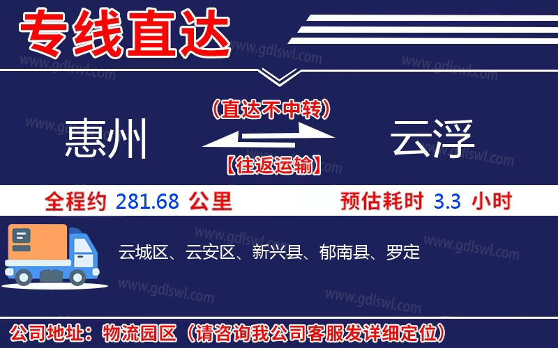 惠州到云浮物流公司