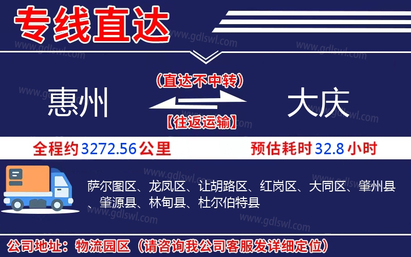 惠州到大慶物流公司