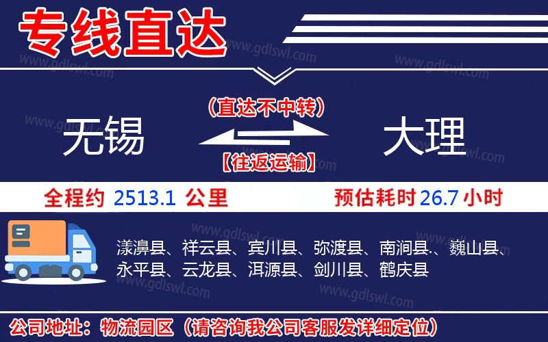 無(wú)錫到大理物流公司